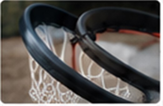 BallerBase net being clipped to a rim